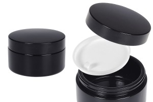 Pot pour verre crème 100 ml de couleur noire avec couvercle et joint en plastique-εικόνα_προϊοντική