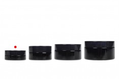 Glass cream jar 10 ml in black color with cap and plastic gasket
