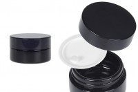 Glass black jar 30 ml for cream with black cap and plastic gasket