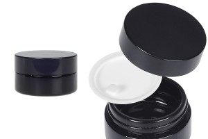 Pot en verre noir 30 ml pour crème avec couvercle et joint en plastique-εικόνα_προϊοντική