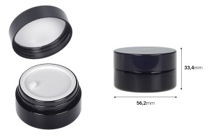 Pot en verre noir 30 ml pour crème avec couvercle et joint en plastique-εικόνα_διαστάσεις