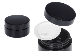 Pot en verre noir 50 ml pour crème avec couvercle et joint en plastique-εικόνα_προϊοντική