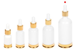 Shishe qelqi 100 ml e bardhë me pikatore dhe bazë alumini prej ari-bildgruppe