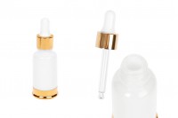 20-ml-Flasche aus weißem Glas mit Kunststofftropfer und goldenem Aluminiumboden