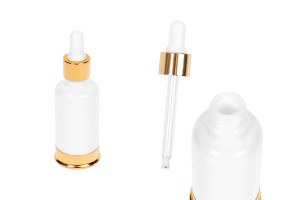 30ml weiße Glasflasche mit Tropfer und goldenem Aluminiumboden-εικόνα_προϊοντική