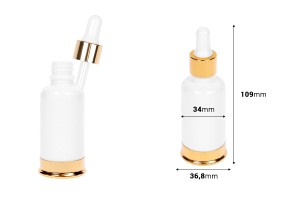 30ml weiße Glasflasche mit Tropfer und goldenem Aluminiumboden-εικόνα_διαστάσεις