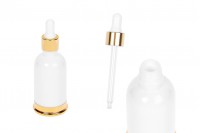 50 ml white glass bottle with dropper and gold aluminum base
