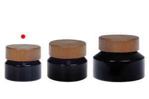 Glasdose für Creme 30ml in schwarzer Farbe mit Holzdeckel und Kunststoffverschluss-6