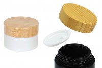 Glass jar for cream 50 ml with bamboo lid and plastic seal