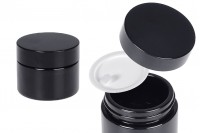 50-ml-Cremedose aus Glas in schwarzer Farbe mit Deckel und Kunststoffverschluss
