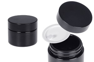 Pot de crème en verre de 50 ml de couleur noire avec couvercle et joint en plastique-εικόνα_προϊοντική