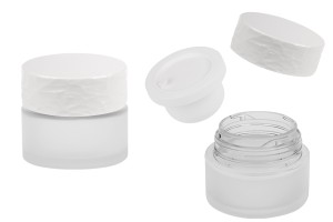 Pot de sablage rechargeable en verre 50 ml avec couvercle blanc et joint en plastique-εικόνα_προϊοντική