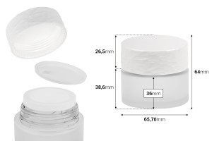 Pot de sablage rechargeable en verre 50 ml avec couvercle blanc et joint en plastique-εικόνα_διαστάσεις