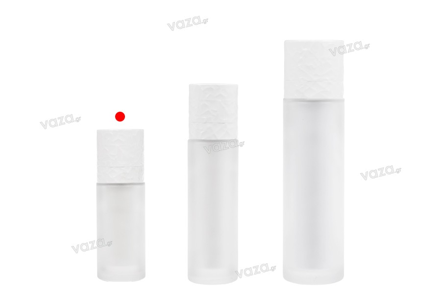 Μπουκάλι 30 ml επαναγεμιζόμενο με αντλία κρέμας και εξωτερική γυάλινη θήκη αμμοβολής