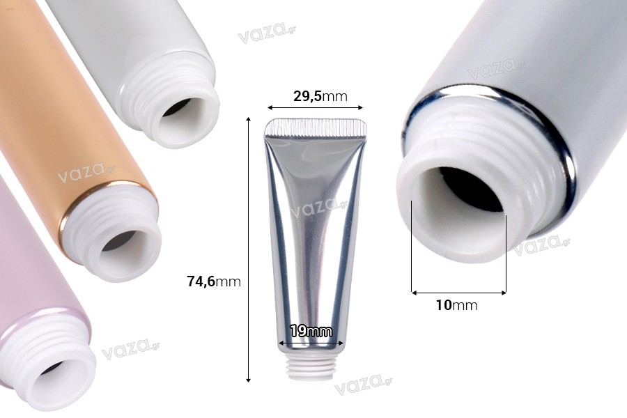 Tub de plastic 10 ml (gura lată) cu acoperire interioară de aluminiu în diverse culori - 12 buc
