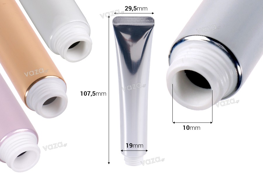 Tube en plastique 20 ml (ouverture large) avec revêtement intérieur en aluminium de différentes couleurs - 12 pcs