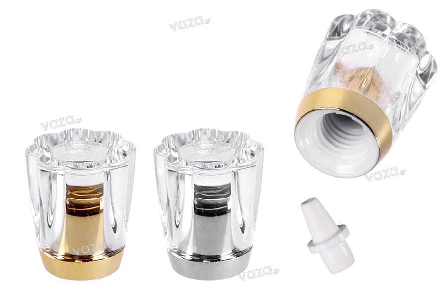 Bouchons en acrylique de luxe avec bouchons pour tubes à bouche étroite - 6 pcs