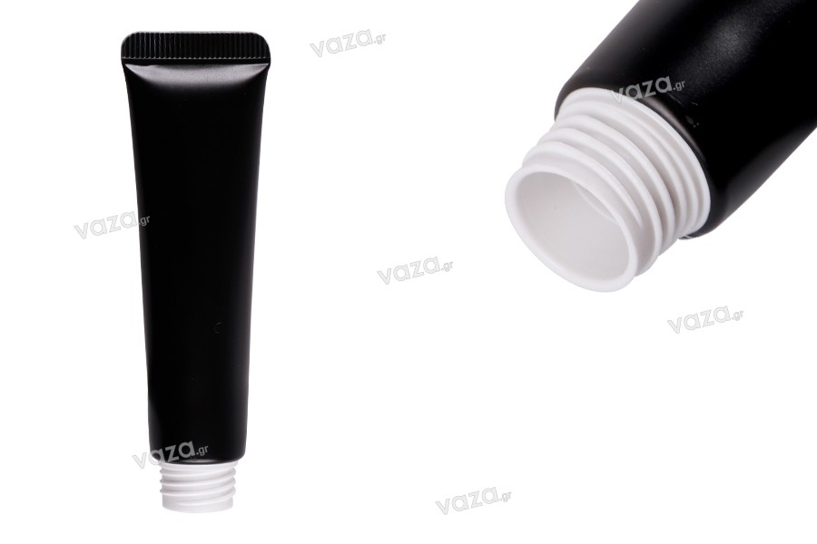 Plastic tube 15 ml (wide mouth) with inner aluminum coating in black matte color - 12 pcs
