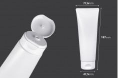Tubo in plastica 200 ml bianco con rivestimento interno in alluminio e tappo flip top - 12 pz