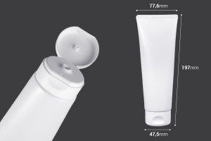 Kunststofftube 200 ml weiß mit Aluminium-Innenbeschichtung und Flip-Top-Verschluss – 12 Stück-εικόνα_διαστάσεις