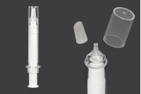 Tube - seringue acrylique 10 ml airless à usage cosmétique avec bouchon - 6 pcs