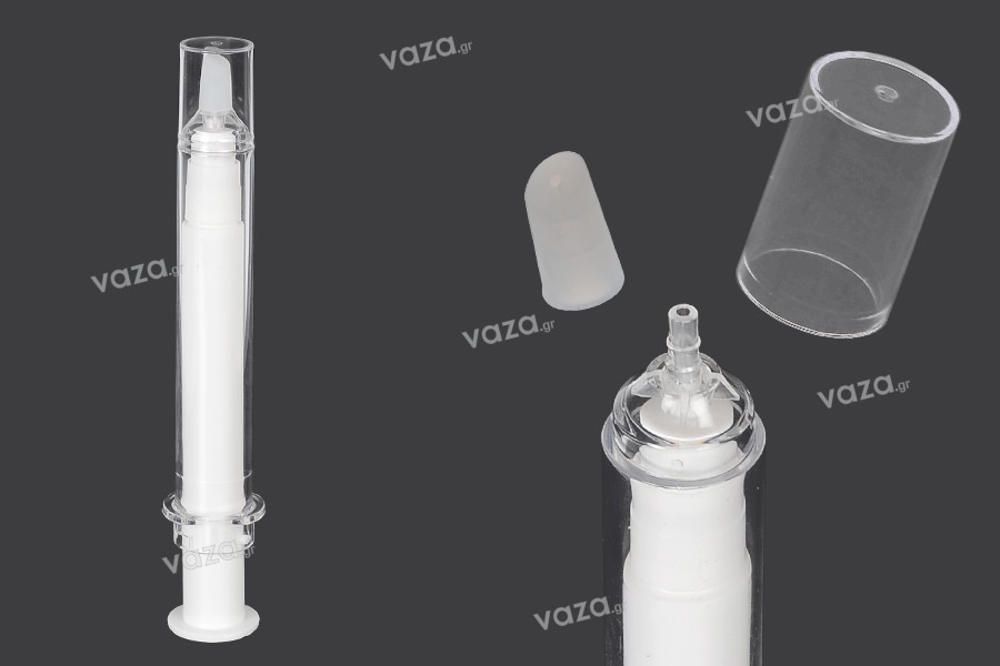 Tubo - siringa acrilica 20 ml airless per uso cosmetico con tappo - 6 pz
