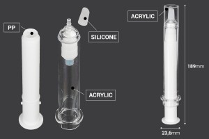 Tube - Acrylspritze 20ml Airless für kosmetische Zwecke mit Verschluss - 6 Stk-εικόνα_διαστάσεις