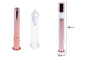 Σωληνάριο - σύριγγα ακρυλική 20 ml airless για καλλυντική χρήση σε rose gold χρώμα με καπάκι - 6 τμχ-εικόνα_διαστάσεις