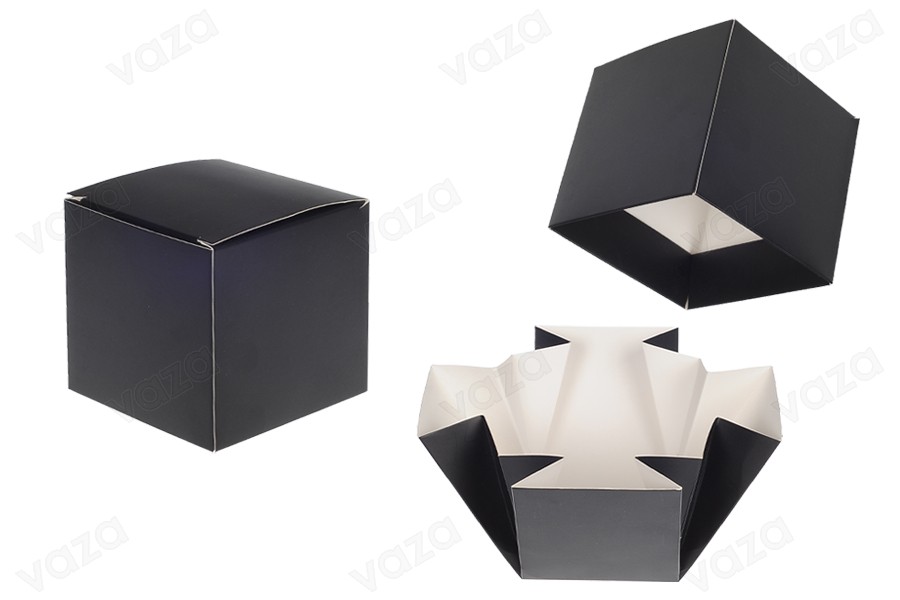 Papierverpackungsbox (400 g) 70 x 70 x 83 mm in Farbe Schwarz matt – 20 Stück Papierverpackungsbox (400 g) 70 x 70 x 83 mm in Farbe Schwarz matt – 20 Stück-produktbild