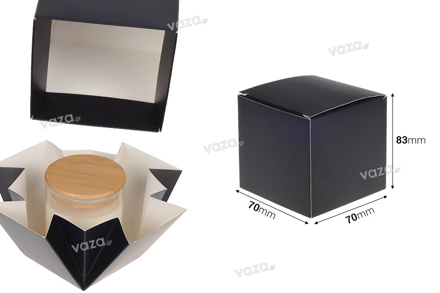 Scatola da imballaggio in carta (400 gr) 70x70x83 mm in colore nero opaco - 20 pz