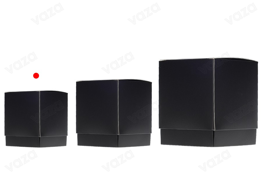 Papierverpackungsbox (400 g) 70 x 70 x 83 mm in Farbe Schwarz matt – 20 Stück Papierverpackungsbox (400 g) 70 x 70 x 83 mm in Farbe Schwarz matt – 20 Stück-bildgruppe