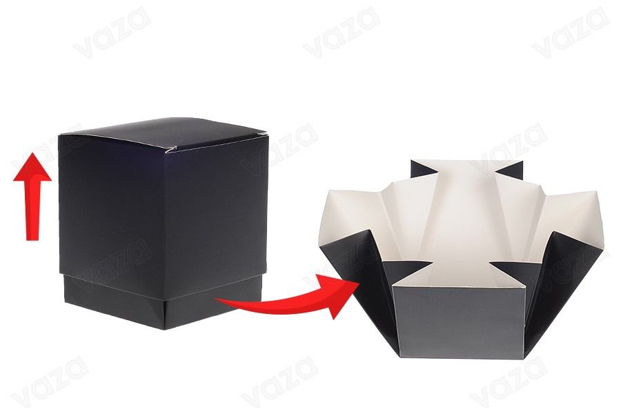 Papierverpackungsbox (400 g) 91 x 91 x 112 mm in Schwarz matt – 20 Stück Papierverpackungsbox (400 g) 91 x 91 x 112 mm in Schwarz matt – 20 Stück-bildgruppe