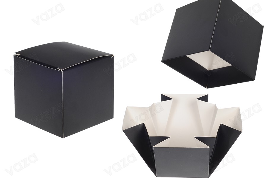Verpackungsbox (400 g) 83 x 83 x 102 mm in der Farbe Schwarz matt – 20 Stück-produktbild