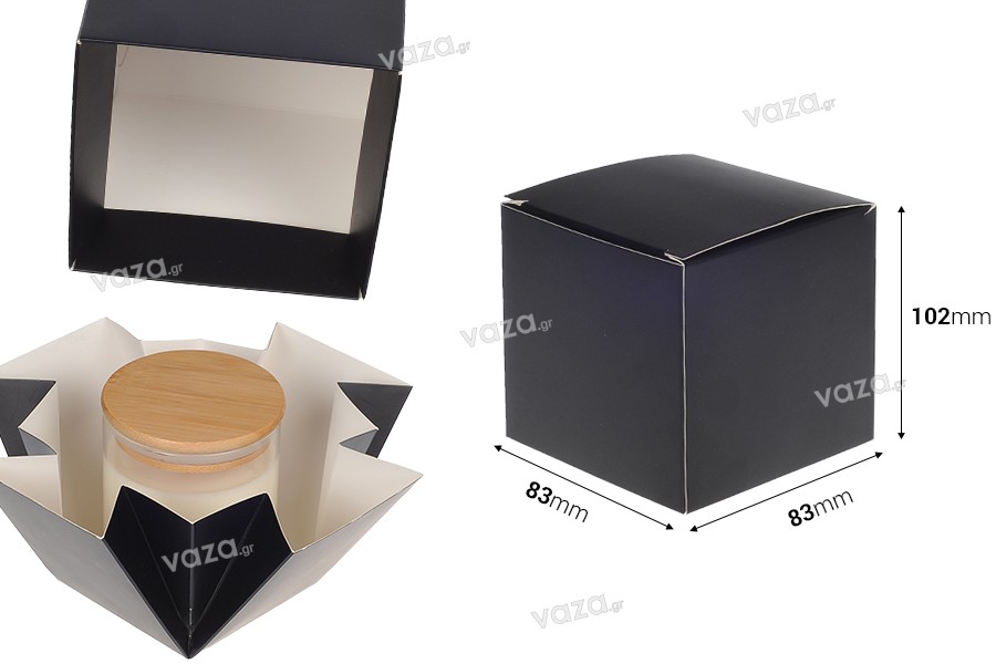 Boîte d&#39;emballage en carton (400 gr) 83x83x102 mm de couleur noir mat - 20 pcs 