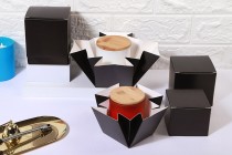 Boîte d&#39;emballage en papier (400 gr) 70x70x83 mm de couleur noir mat - 20 pcs
