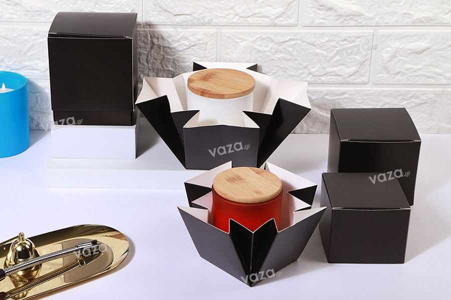 Χάρτινο κουτί συσκευασίας (400 gr) 83x83x102 mm σε μαύρο ματ χρώμα - 20 τμχ 
