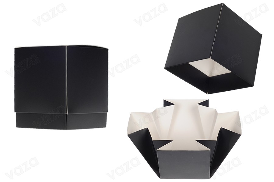 Papierverpackungsbox (400 g) 91 x 91 x 112 mm in Schwarz matt – 20 Stück Papierverpackungsbox (400 g) 91 x 91 x 112 mm in Schwarz matt – 20 Stück-produktbild