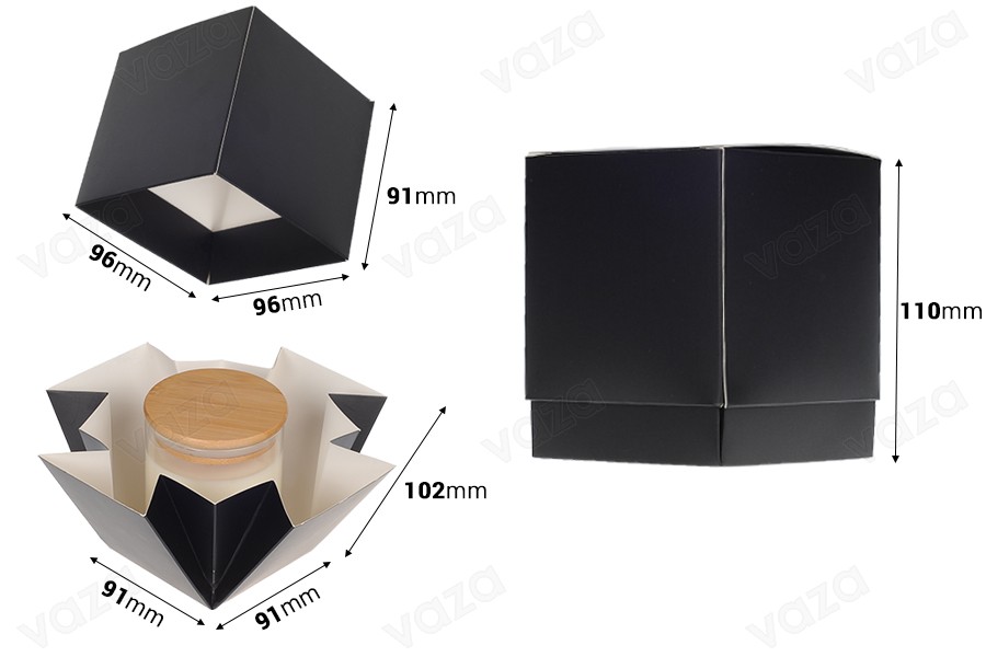Papierverpackungsbox (400 g) 91 x 91 x 112 mm in Schwarz matt – 20 Stück Papierverpackungsbox (400 g) 91 x 91 x 112 mm in Schwarz matt – 20 Stück-bildabmessungen