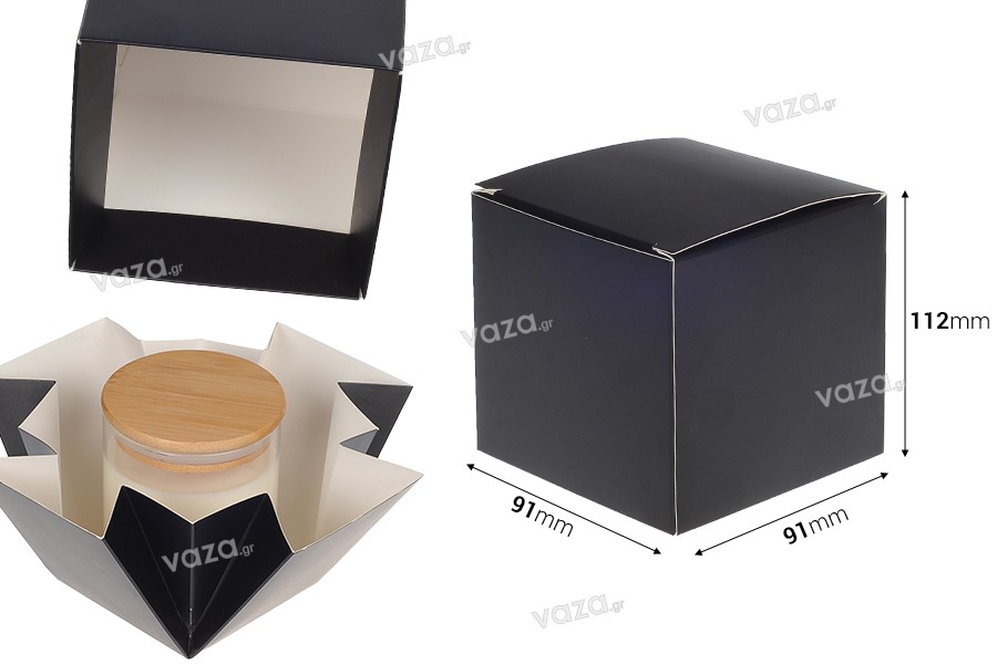 Scatola da imballaggio in carta (400 gr) 91x91x112 mm in colore nero opaco - 20 pz