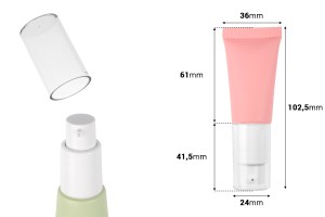 Tube en plastique de 20 ml de différentes couleurs avec pompe blanche et bouchon transparent-2