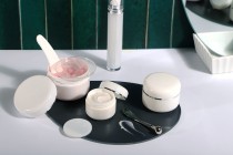 50ml double wall plastic cream jar with sealing disc and silver stripe on the cap – available in a package with 12 pcs