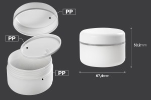 100ml Plastikdose mit silbernen Streifen auf Deckel und Dichtung - 12 Stck-εικόνα_διαστάσεις