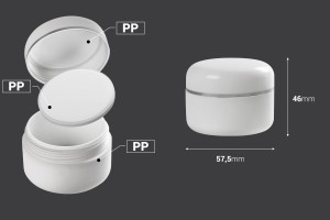 50ml Plastik-Doppelglas mit Silberstreifen auf Deckel und Dichtung - 12 Stck-εικόνα_διαστάσεις