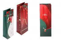 Sac en papier de Noël 120x85x360mm pour bouteilles de vin de différents modèles - 12 pcs
