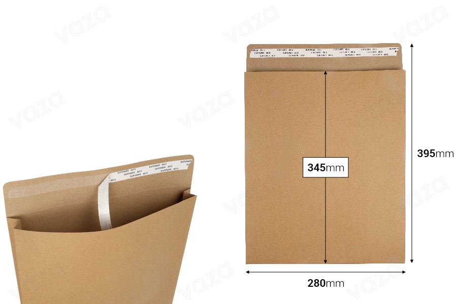 Sac en papier (300 g/m²) 280x345 mm avec fermeture autocollante - 20 pièces Sac en papier (300 g/m²) 280x345 mm avec fermeture autocollante - 20 pièces-εικόνα_διαστάσεις