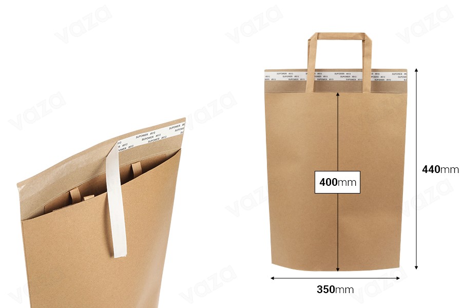 Sac en papier (300gsm) 350 x 400 mm avec poignée intérieure et fermeture autocollante - 20 pièces Sac en papier (300gsm) 350 x 400 mm avec poignée intérieure et fermeture autocollante - 20 pièces-photo_dimensions