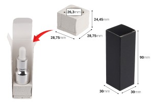 Papierverpackungsbox 30x30x90 mm mit innerer Schaumstofftasche für ätherische Ölflaschen 10ml - 20 Stück-2