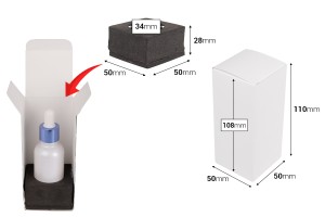 Papierverpackungsbox 50 x 50 x 110 mm mit innerer Schaumstofftasche für ätherische Ölflaschen 30 ml - 20 Stück-2
