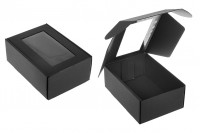 Boîte d'emballage en papier kraft noir avec fenêtre 130x180x70 mm - 20 pcs