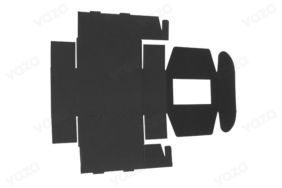 Schwarze Verpackungsbox aus Kraftpapier mit Sichtfenster 130x180x70 mm - 20 Stk Schwarze Verpackungsbox aus Kraftpapier mit Sichtfenster 130x180x70 mm - 20 Stk-bildgruppe